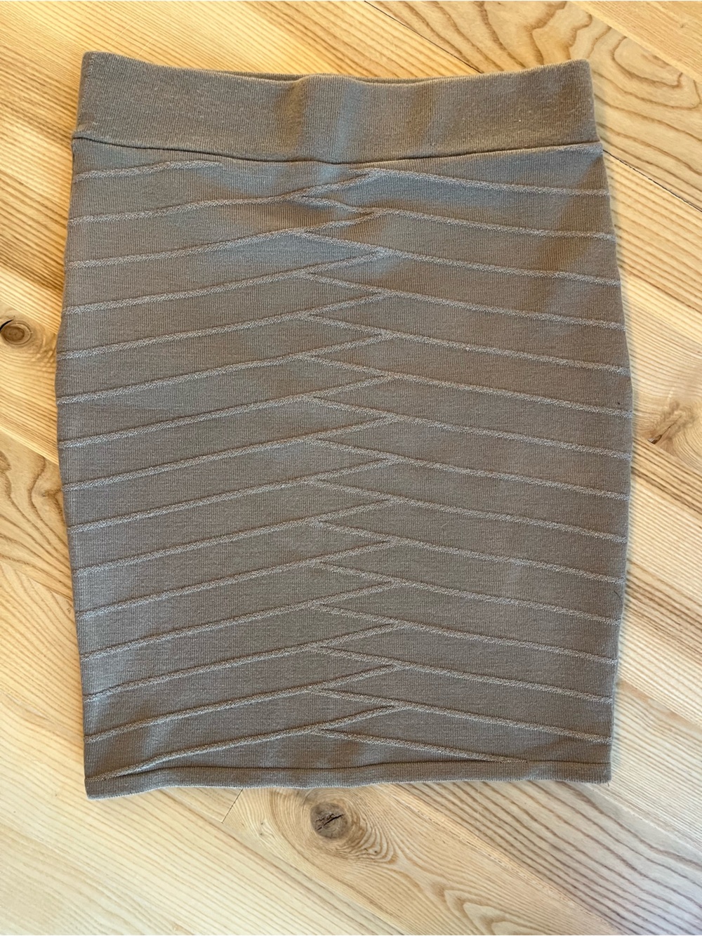 Charlotte Russe Shimmery Taupe Chevron Pencil Skirt